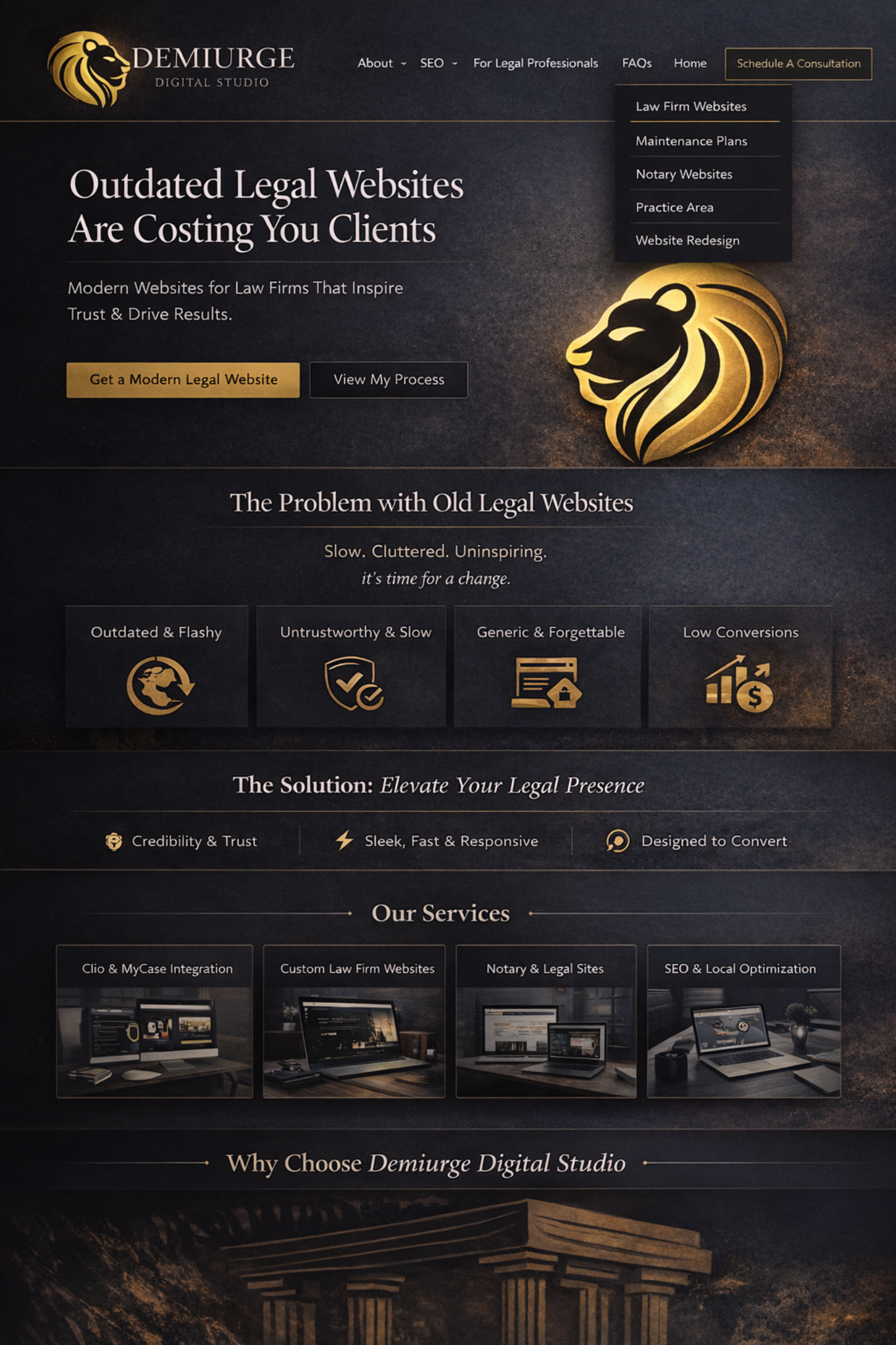 Homepage mockup for Demiurge Digital Studio